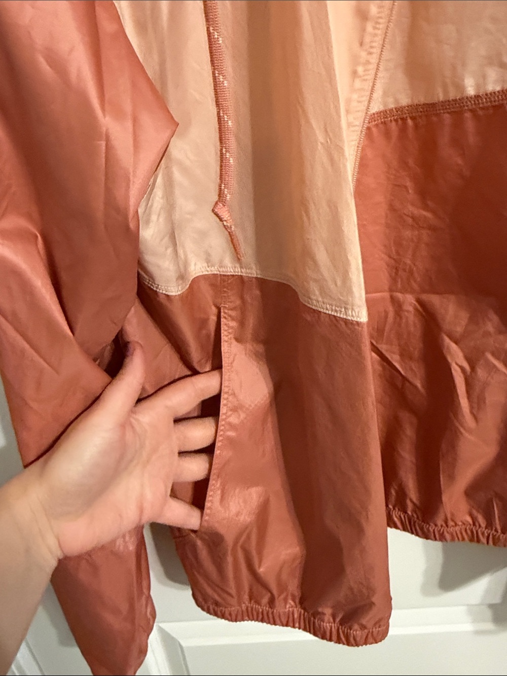 Women’s Two-Tone Peach Bomber Windbreaker Jacket - Picture 4 of 5